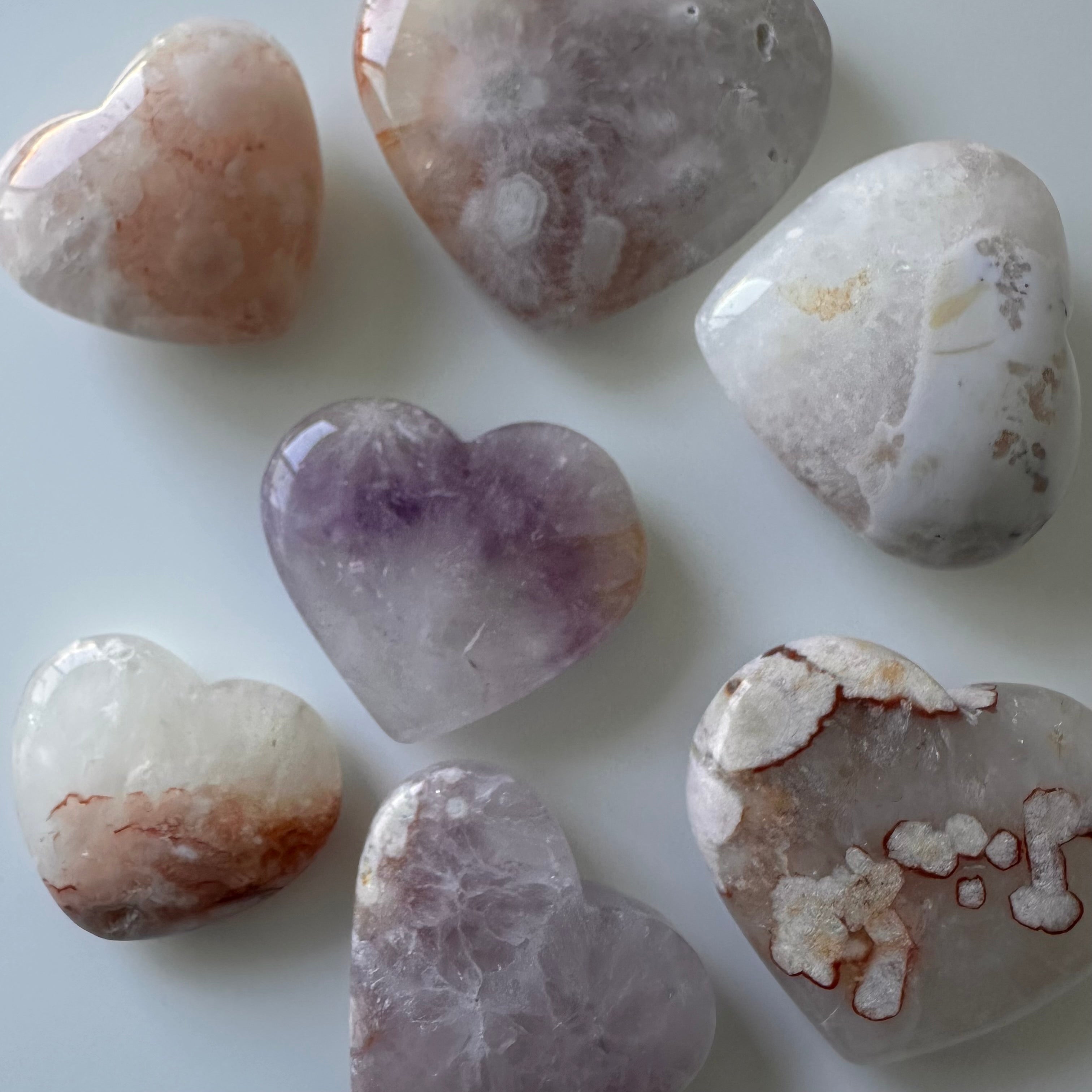 Flower Agate Hearts- YOU PICK
