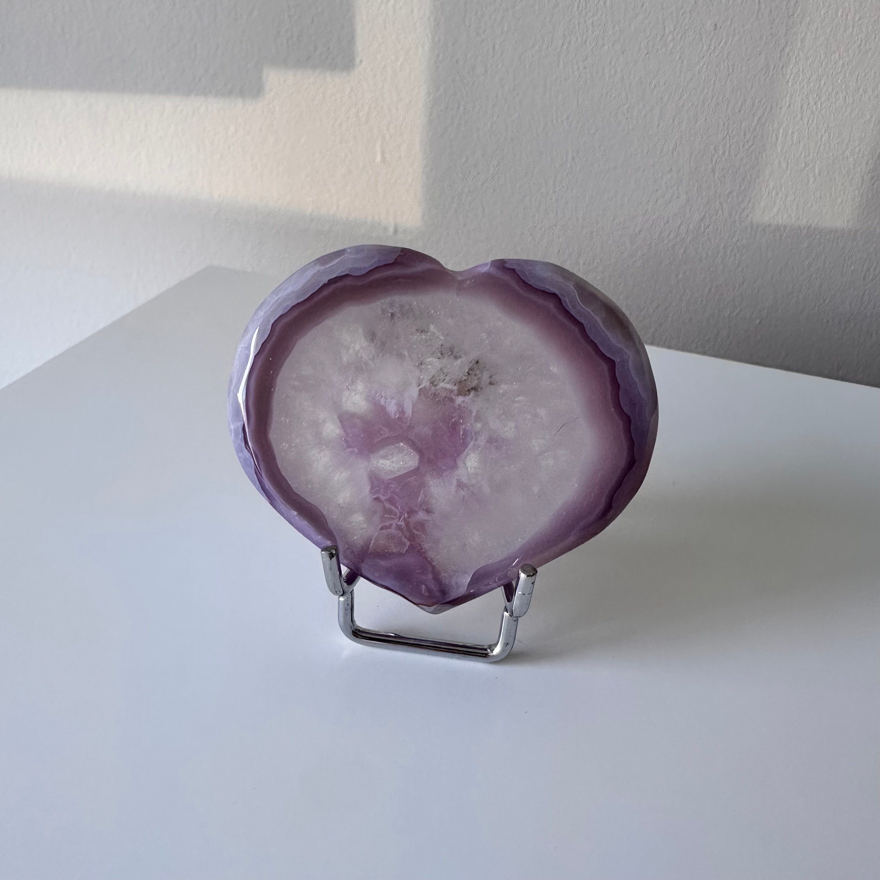 Pink Jelly Agate Hearts with stand - YOU PICK