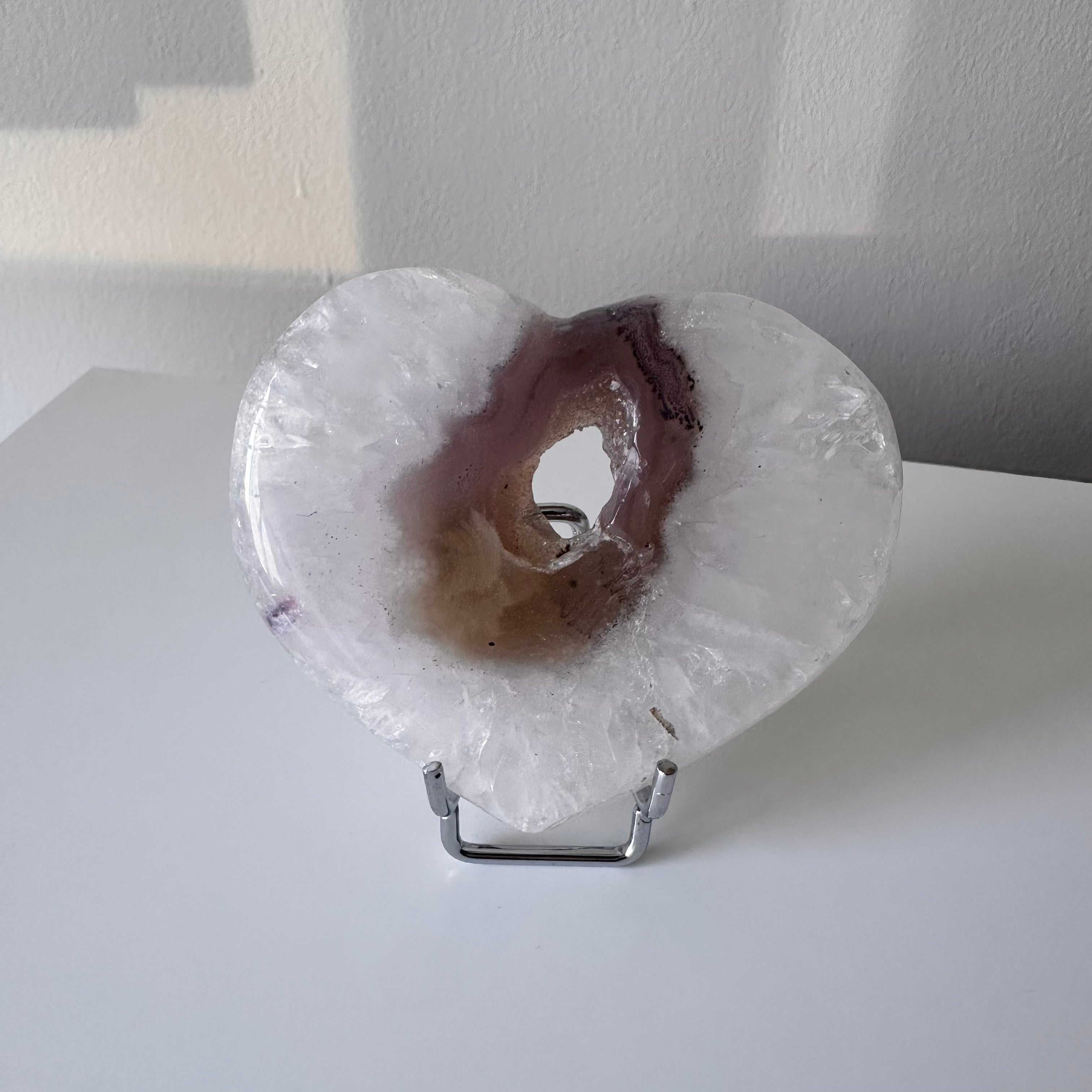 Pink Jelly Agate Hearts with stand - YOU PICK