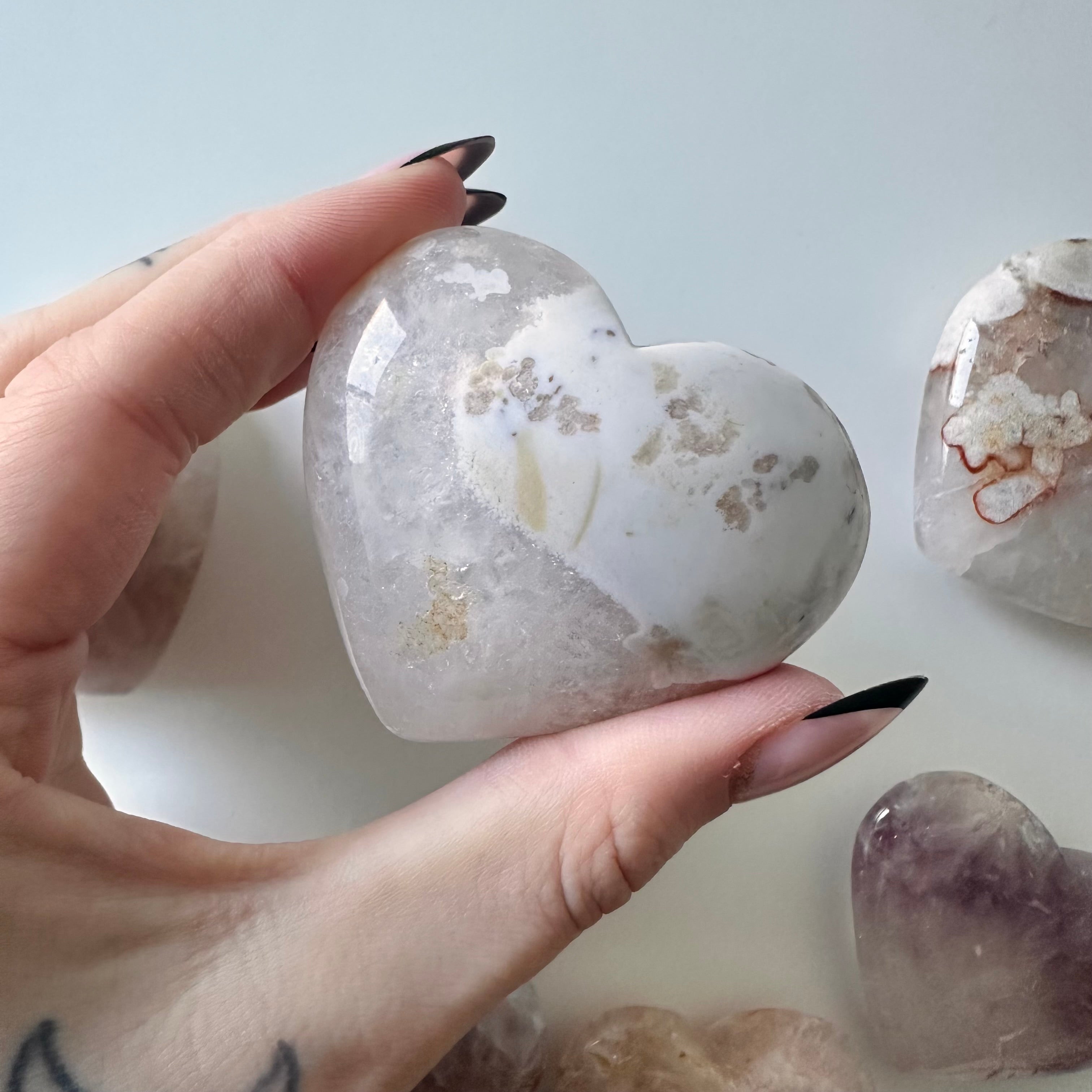 Flower Agate Hearts- YOU PICK
