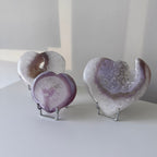 Pink Jelly Agate Hearts with stand - YOU PICK