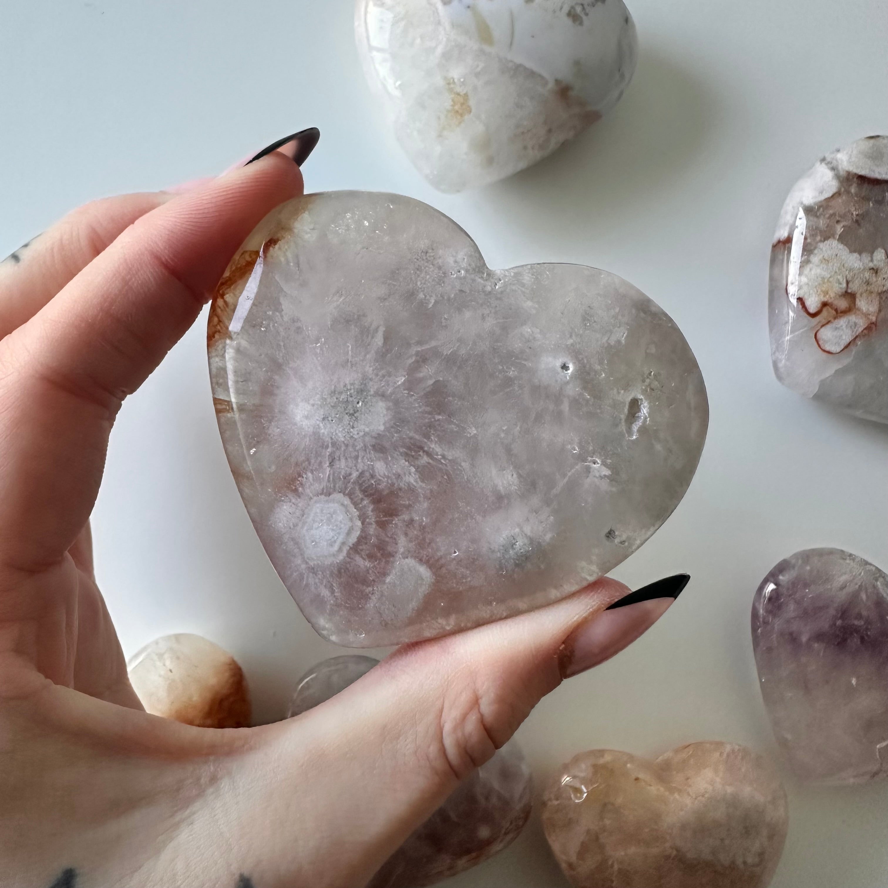 Flower Agate Hearts- YOU PICK