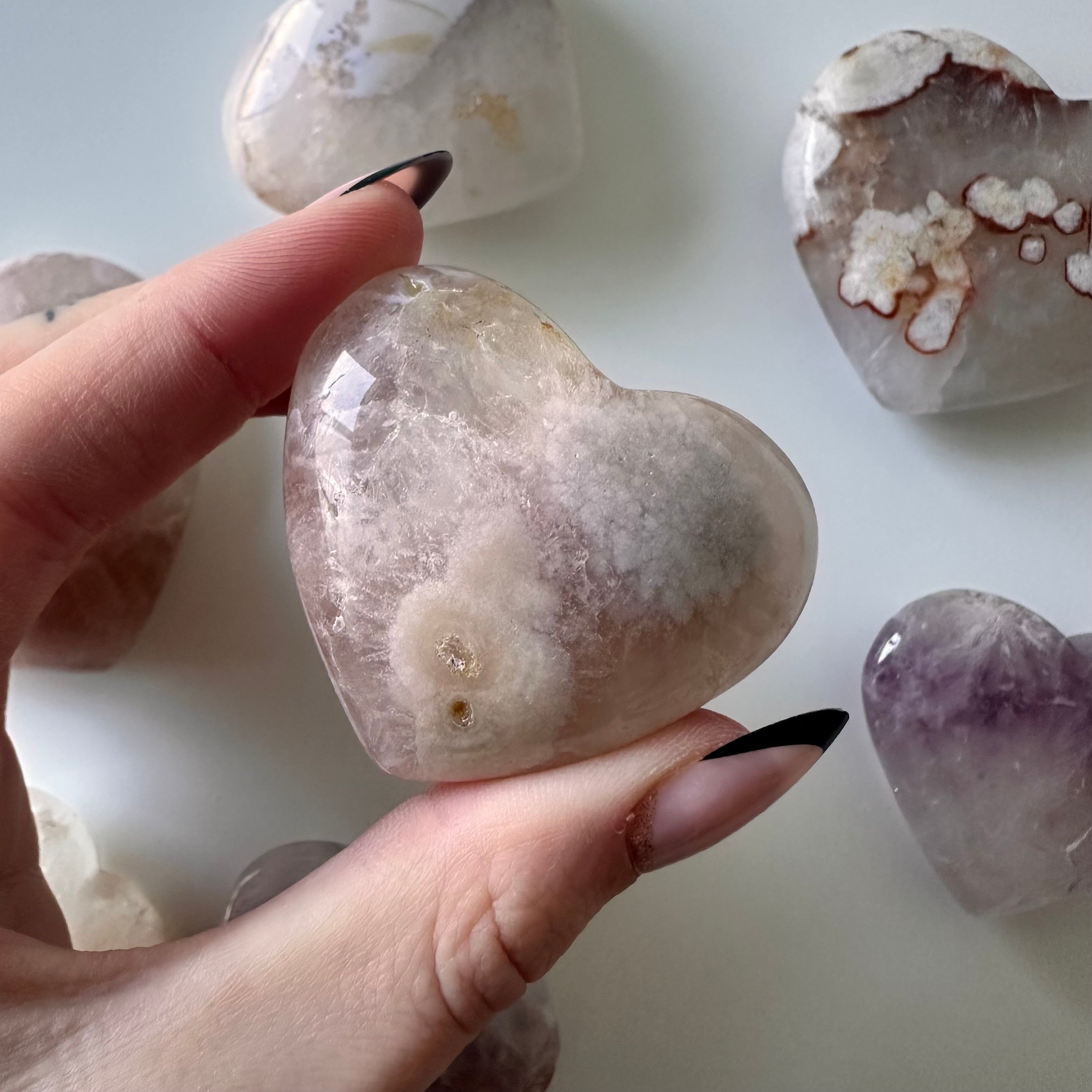 Flower Agate Hearts- YOU PICK