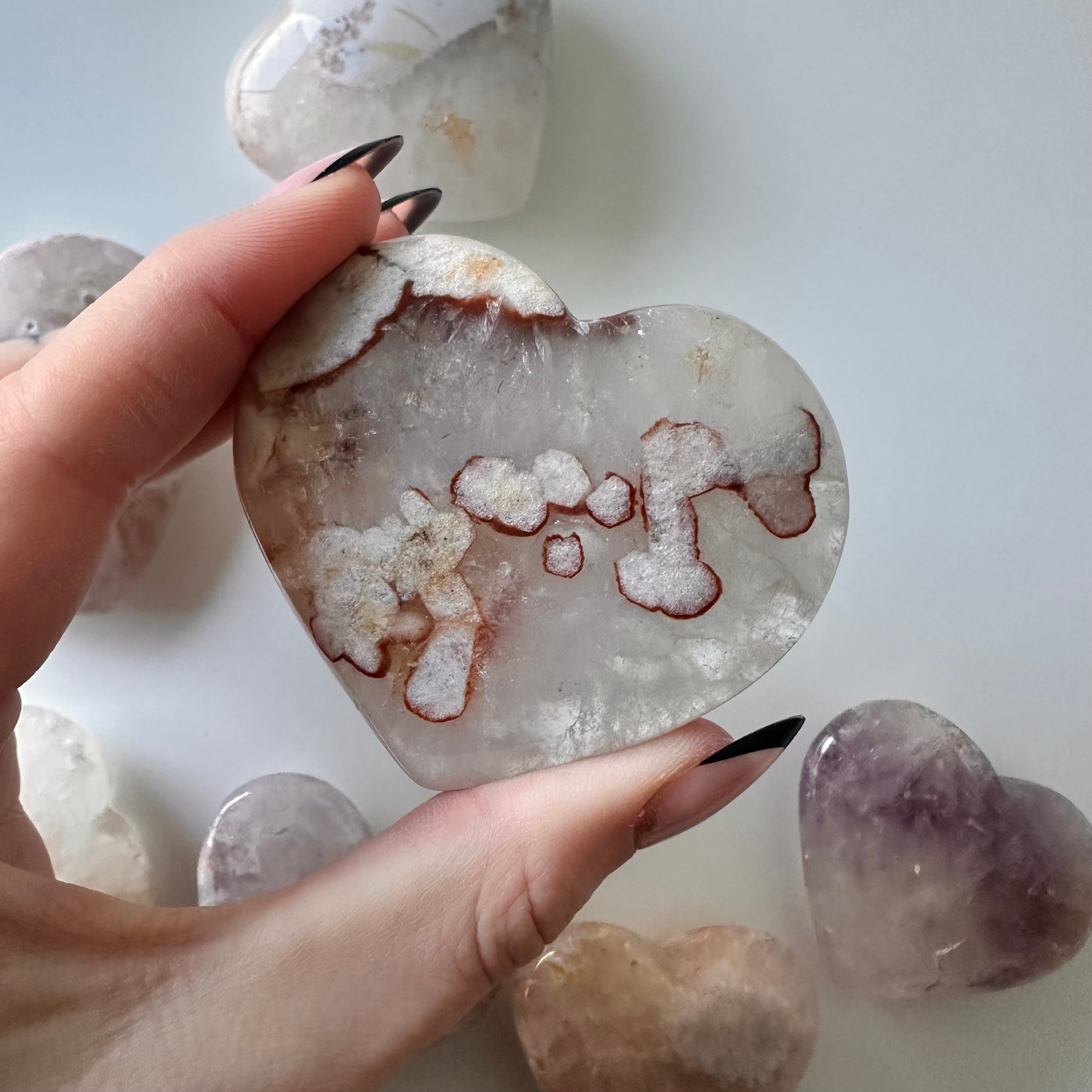 Flower Agate Hearts- YOU PICK